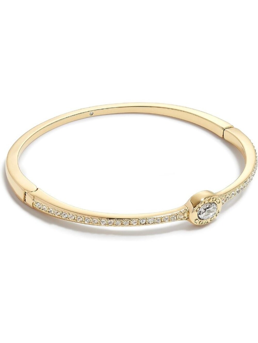 Chic Signature Logo Pave Hinged Bangle Bracelet - Stylish Jewelry Accessory